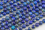 Natural Lapis, High Quality in Round, 2mm, 3mm, 4mm, 6mm, 8mm, 10mm, 12mm -Full Strand 15.5 inch Strand Smooth Gemstone Beads