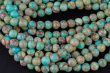 Natural Impression Sea Sediment Jasper Round Beads 4mm 6mm 8mm 10mm Aka Snake Skin Jasper Aqua Terra Jasper 15.5" Strand Smooth