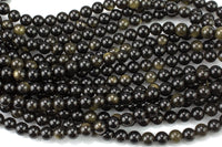 Natural Golden Obsidian Smooth Beads 4mm 6mm 8mm 10mm AAA High Quality 15.5" Strand Gemstone Beads