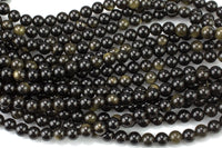 Natural Golden Obsidian Smooth Beads 4mm 6mm 8mm 10mm AAA High Quality 15.5" Strand Gemstone Beads