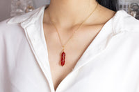 Carnelian Necklace Gold Rose Quartz, Quartz Pendant Handwrapped in USA Healing Crystal Chakra Stone Carnelian Necklace Carnelian Jewelry