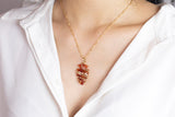 Carnelian Necklace Gold Rose Quartz, Quartz Pendant Handwrapped in USA Healing Crystal Chakra Stone Carnelian Necklace Carnelian Jewelry