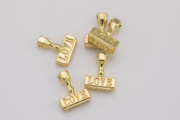 1 pc 18k Love Stamp Charm, Pendant- 14x15mm