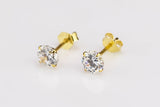 Classic Diamond Earrings • Round Diamond Solitaire Stud in 18kt Gold Sterling Silver • Minimalist Earrings • Infinity Setting • Wholesale