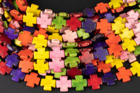 20mm Cross Magnesite Multi Color- 15.5 inches per strand