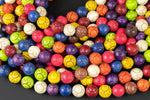 10mm Carved Round Magnesite Multi Color- 15.5 inches per strand