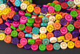 12mm Carved Coin Sun Magnesite Multi Color- 15.5 inches per strand