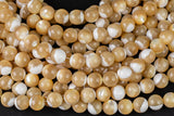 Natural Golden Mother of Pearl, High Quality in Round Gemstone Beads Shell Beads