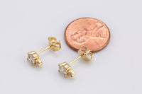 Raindrop 18kt Gold Birthstone Stud 2 Solitare Design CZ Earring- 2 pcs per order- 5x7mm BEAUTIFUL EARRINGS!