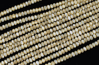 Natural Mother of Pearl, High Quality in Irregular Roundels-4mm- Full 16 inch strand- Gemstone Beads Shell Beads