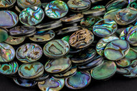 Natural Abalone Flat Oval Beads. A Quality 15.5 inch strand Gemstone Beads