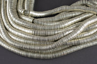 Brushed Silver Metal flat disc beads spacers - Brushed Disk heishi rondelle spacers beads jewelry making 8 Inch Strand!