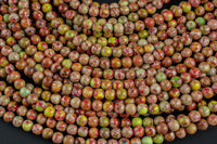 Blossom AFRICAN Sea Sediment Jasper smooth round sizes, 4mm, 6mm, 8mm, 10mm, 12mm- Full 15.5 Inch Strand- Wholesale Price Smooth