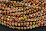 Blossom AFRICAN Sea Sediment Jasper smooth round sizes, 4mm, 6mm, 8mm, 10mm, 12mm- Full 15.5 Inch Strand- Wholesale Price Smooth