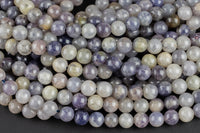 Natural flower Iolite Beads Full Strands-15.5 inches- Round- 8mm, 10mm, 12mm- 15.5 inches Smooth Gemstone Beads