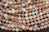 Multi Pink Sunstone Moonstone Beads faceted round - A Quality - 4mm, 8mm, 10mm, 12mm - Full 15.5 Inch Strand AAA Quality Gemstone Beads