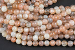 Multi Pink Sunstone Moonstone Beads faceted round - A Quality - 4mm, 8mm, 10mm, 12mm - Full 15.5 Inch Strand AAA Quality Gemstone Beads