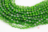Evil Eye Beads Flat Glass Crystal 6mm 8mm All Colors Available Turkish Eye 15-16"