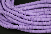 2str BEAUTIFUL Soft AFRICAN Colored VINYL Heishi beads- 6mm or 8mm- 16 inch strand- 2 Strand Per Order- Lilac