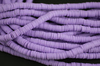 2str BEAUTIFUL Soft AFRICAN Colored VINYL Heishi beads- 6mm or 8mm- 16 inch strand- 2 Strand Per Order- Lilac