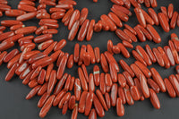 Natural Red Jasper Freeform Drops Spike - 15" Strand - Measuring 3-5mm x 10-20mm