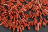 Natural Red Jasper Freeform Drops Spike - 15" Strand - Measuring 3-5mm x 10-20mm