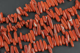 Natural Red Jasper Freeform Drops Spike - 15" Strand - Measuring 3-5mm x 10-20mm