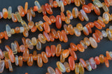 Natural Carnelian Freeform Drops Spike - 15" Strand - Measuring 3-5mm x 8-12mm