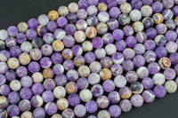 Natural Matt Flower Amethyst, High Quality, 4mm, 6mm, 8mm, 10mm, 12mm. AAA Quality Gemstone Beads