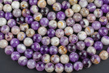 Natural Flower Amethyst Beads Grade AAA Round, 4mm, 6mm, 8mm, 10mm, 12mm. AAA Quality Smooth Gemstone Beads