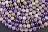 Natural Flower Amethyst Beads Grade AAA Round, 4mm, 6mm, 8mm, 10mm, 12mm. AAA Quality Smooth Gemstone Beads