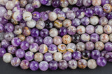 Natural Flower Amethyst Beads Grade AAA Round, 4mm, 6mm, 8mm, 10mm, 12mm. AAA Quality Smooth Gemstone Beads