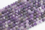 Natural Matte Amethyst Beads Grade AAA Round, 4mm, 6mm, 8mm, 10mm, 12mm- Full 15.5 Inch strands