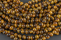 Tigers Eye Beads A Quality Tiger's Eye Tiger eye Smooth Round Beads, Full Strand 4mm 6mm 8mm 10mm 12mm 14mm - Full 15.5 Inch Gemstone Beads