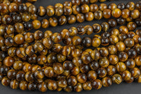 Tigers Eye Beads A Quality Tiger's Eye Tiger eye Smooth Round Beads, Full Strand 4mm 6mm 8mm 10mm 12mm 14mm - Full 15.5 Inch Gemstone Beads