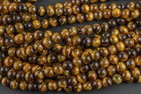 Tigers Eye Beads A Quality Tiger's Eye Tiger eye Smooth Round Beads, Full Strand 4mm 6mm 8mm 10mm 12mm 14mm - Full 15.5 Inch Gemstone Beads