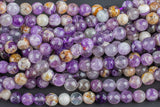 Natural Flower Amethyst Beads Grade AAA Round, 4mm, 6mm, 8mm, 10mm, 12mm. AAA Quality Faceted Round Gemstone Beads