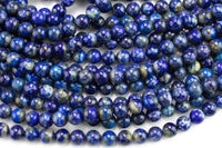 Natural Lapis, High Quality in Round, 2mm, 3mm, 4mm, 6mm, 8mm, 10mm, 12mm -Full Strand 15.5 inch Strand Smooth Gemstone Beads