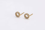 18kt Gold Stud Round Design CZ Earring- 2 pcs per order- 6mm