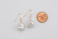 Gold Filled 14/20 Gold Filled- USA Handmade- Shell Pearl Earring Dainty Dangle Earrings-Perfect Gift- 30mm