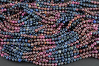 Natural Multicolor Ruby Sapphire Micro Faceted 4mm Round Gemstone Beads 15.5" Strand