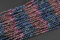 Natural Multicolor Ruby Sapphire Micro Faceted 4mm Round Gemstone Beads 15.5" Strand