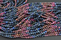 Natural Multicolor Ruby Sapphire Micro Faceted 4mm Round Gemstone Beads 15.5" Strand