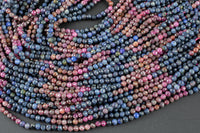 Natural Multicolor Ruby Sapphire Micro Faceted 4mm Round Gemstone Beads 15.5" Strand