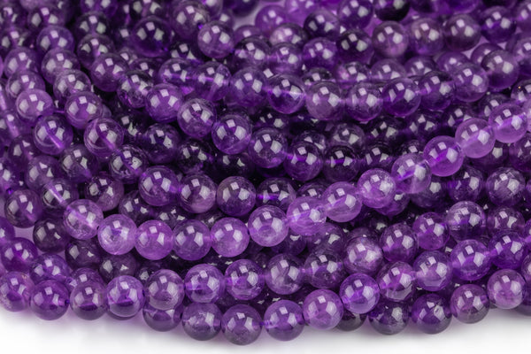 Natural Dark Pink Amethyst, High Quality in Round, 4mm, 6mm, 8mm, 10mm, 12mm. Smooth Gemstone Beads