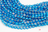 Evil Eye Beads Flat Glass Crystal 6mm 8mm All Colors Available Turkish Eye 15-16"