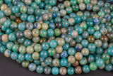 Natural Chrysocolla Beads 6mm 8mm 10mm 12mm Round Real Natural Blue Green Chrysocolla Red Iron Matrix Gemstone Arizona 15.5" Strand