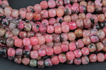 Natural Rhodonite Faceted Faceted Cube Beads Size 4-5mm 7.5" Strand