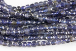 Natural Iolite Faceted Faceted Cube Beads Size 4-5mm 7.5" Strand