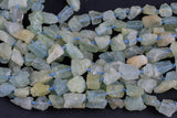 Natural New Organic Cut Matte Rough Raw Unpolished Aquamarine Nugget Beads 15.5" Strand Gemstone Beads